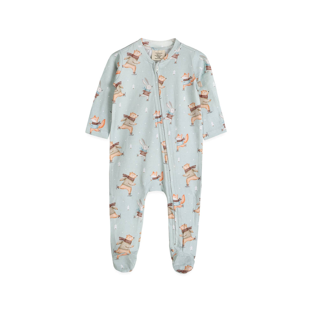 Organic Ice Skaters Baby Zippered Footie | Sage - Echo Market