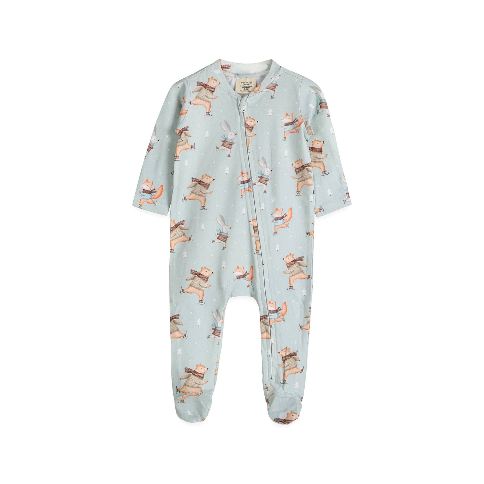 Organic Ice Skaters Baby Zippered Footie | Sage - Echo Market