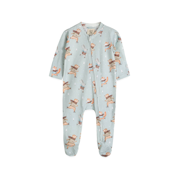 Organic Ice Skaters Baby Zippered Footie | Sage - Echo Market