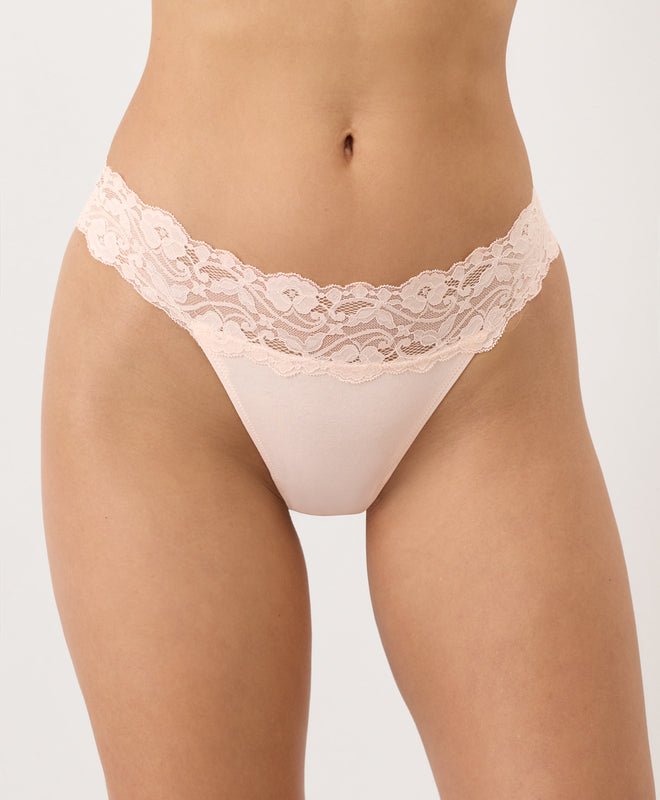 Organic Lace Waist Thong 3 - Pack | Nearly Bare - Echo Market