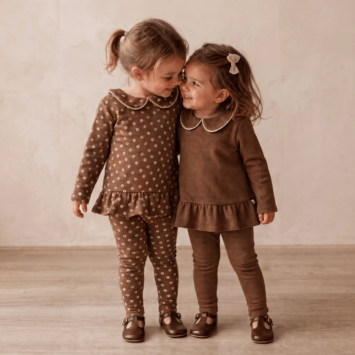 Organic Legging Set of 2 | Chestnut Bloom + Brown - Echo Market