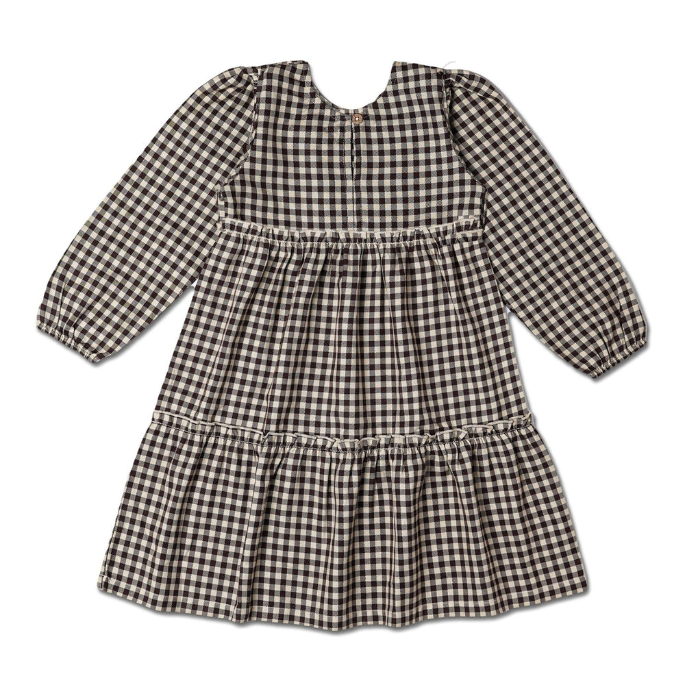Organic Long Sleeve Tiered Dress | Gingham Checks - Echo Market