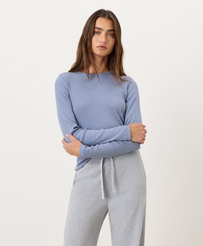 Organic Perfect Rib Crewneck Long Sleeve Tee - Echo Market
