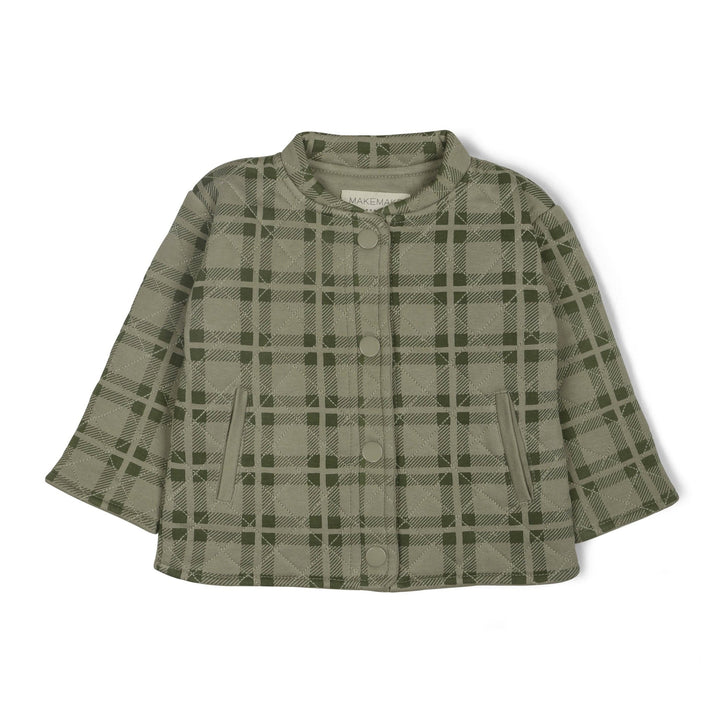 Organic Quilted Button Jacket | Olive Plaid - Echo Market