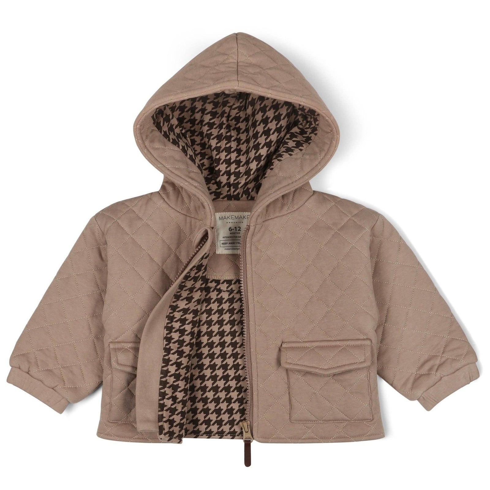 Organic Quilted Hooded Jacket | Taupe - Echo Market