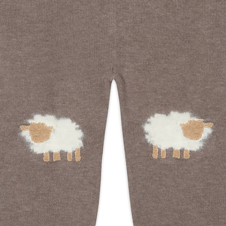 Organic Sheep Jacquard Knit Baby Pullover & Pant Set | Cocoa Heather - Echo Market