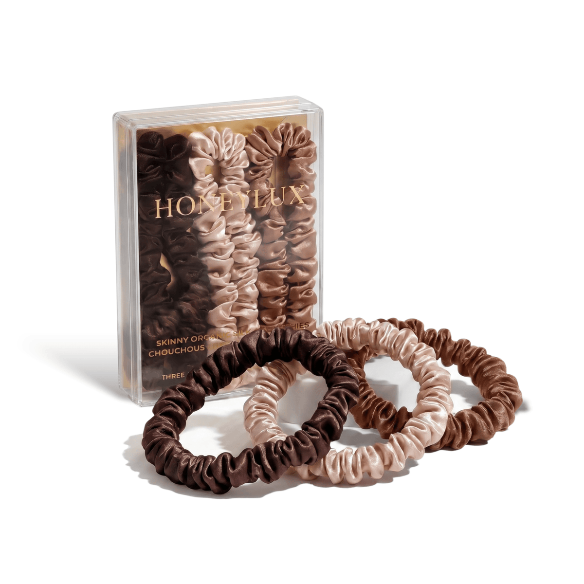 Organic Skinny Silk Scrunchie Set | Nude - Echo Market