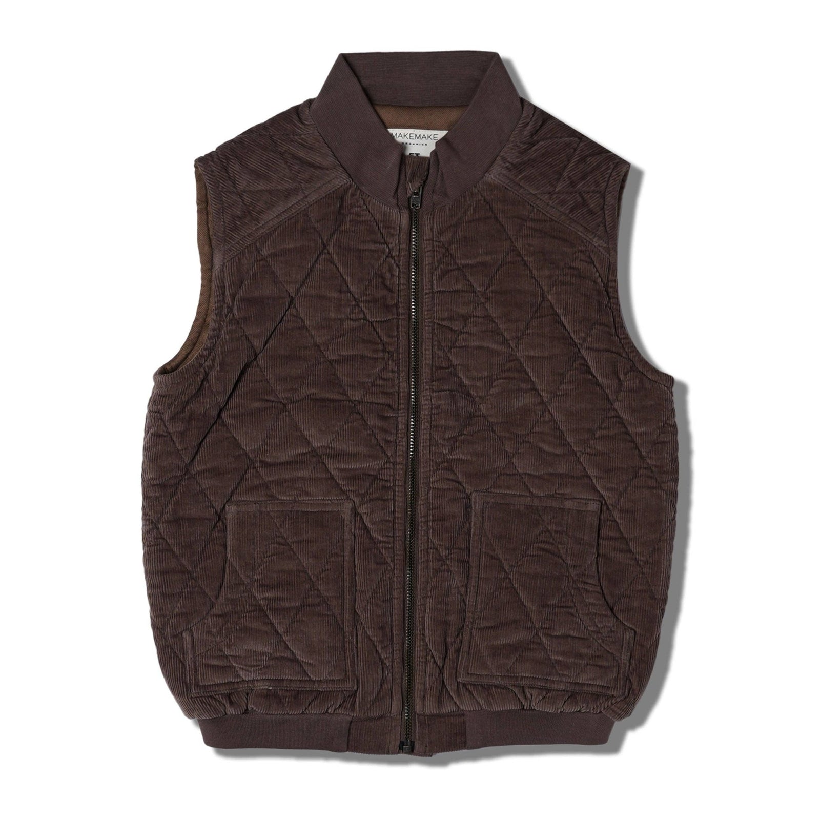 Organic Sleeveless Quilted Corduroy Jacket | Dark Brown - Echo Market