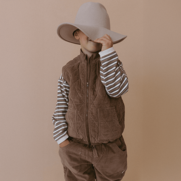 Organic Sleeveless Quilted Corduroy Jacket | Dark Brown - Echo Market