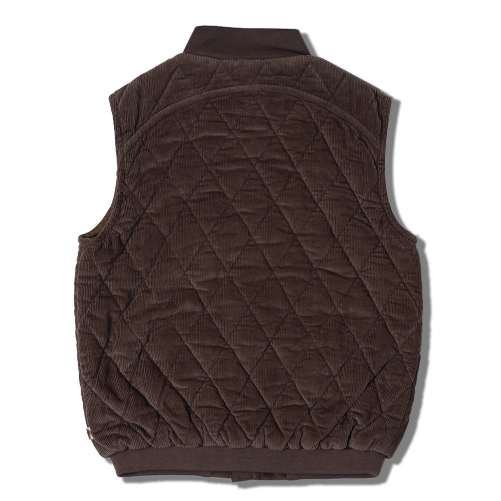 Organic Sleeveless Quilted Corduroy Jacket | Dark Brown - Echo Market