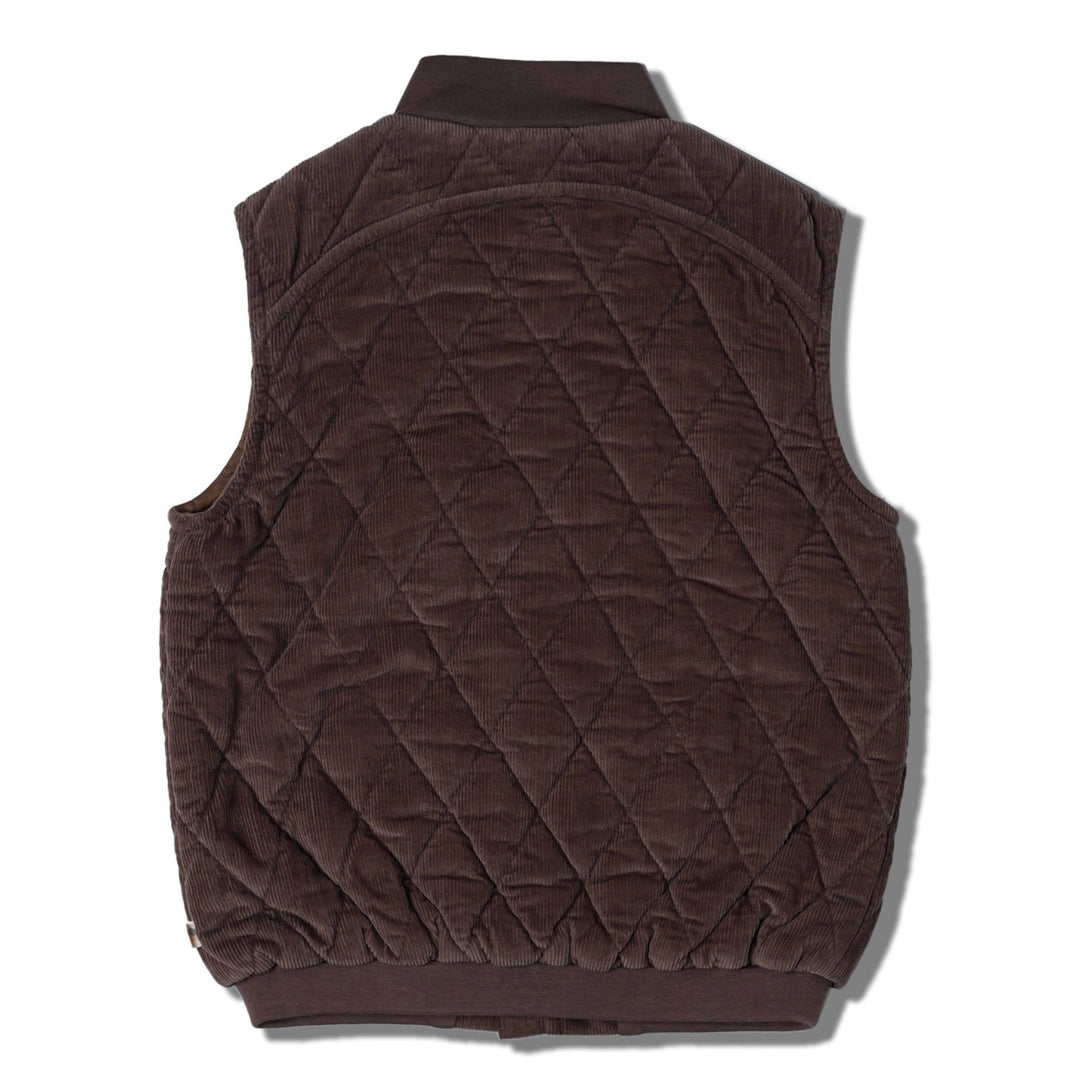 Organic Sleeveless Quilted Corduroy Jacket | Dark Brown - Echo Market