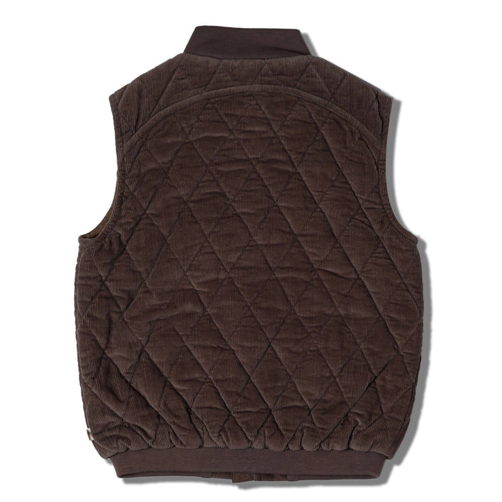 Organic Sleeveless Quilted Corduroy Jacket | Dark Brown - Echo Market