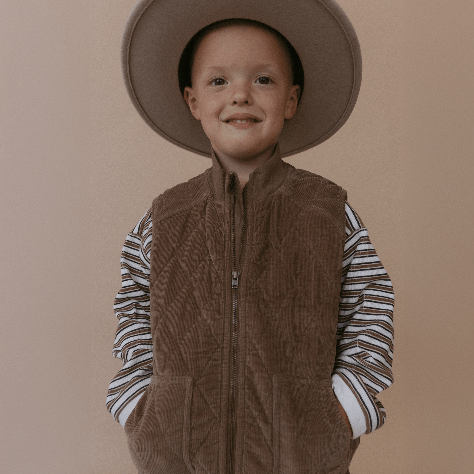 Organic Sleeveless Quilted Corduroy Jacket | Dark Brown - Echo Market