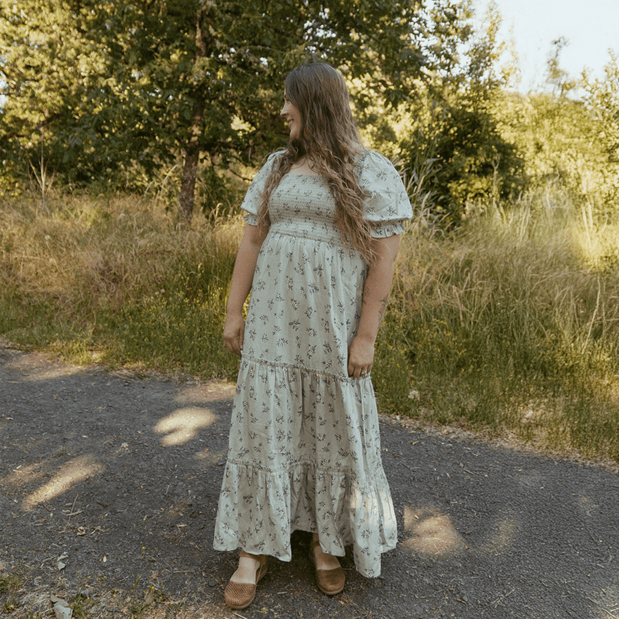 Organic Smocked Tiered Dress | Sage Bloom - Echo Market