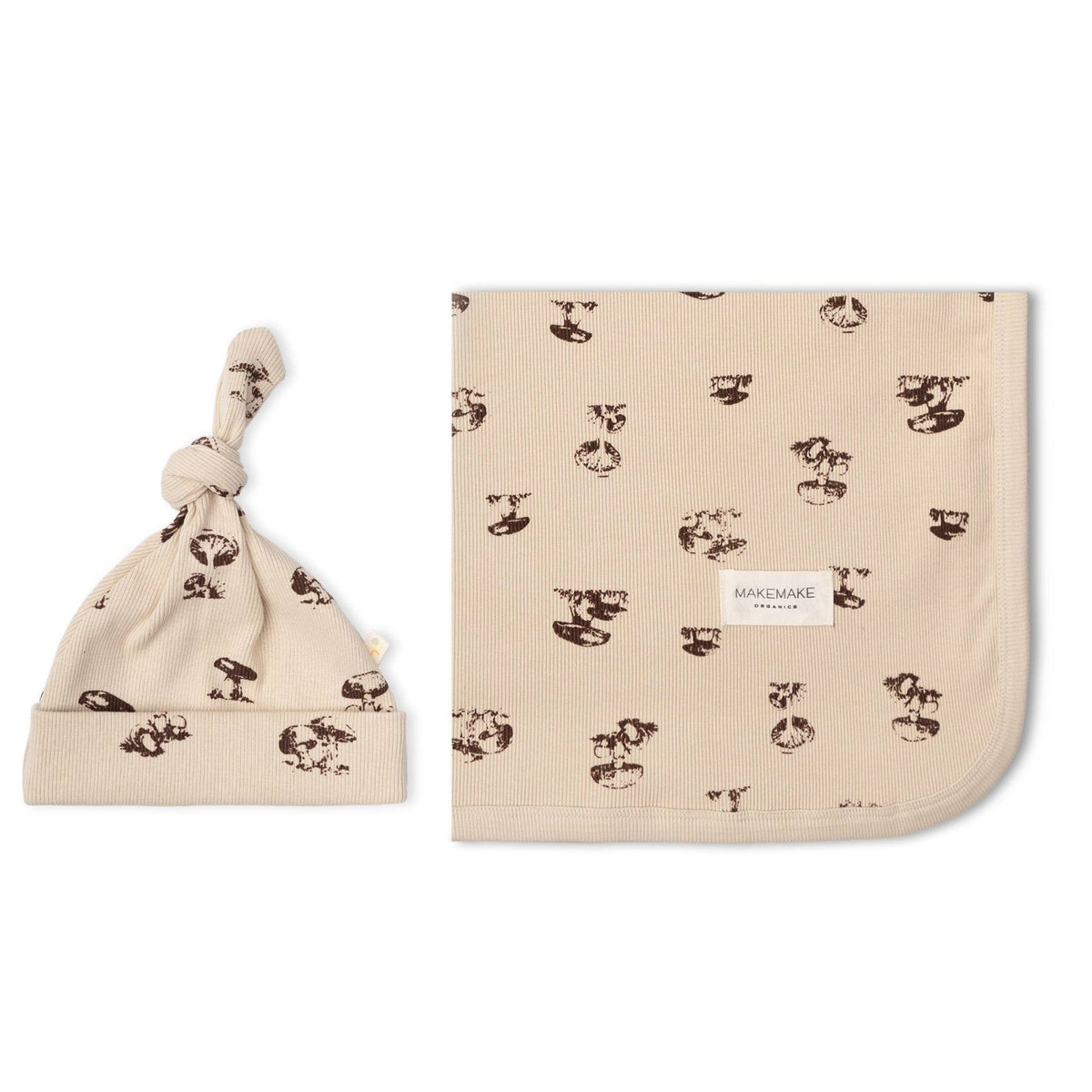 Organic Swaddle Blanket & Hat Set | Mushroom - Echo Market