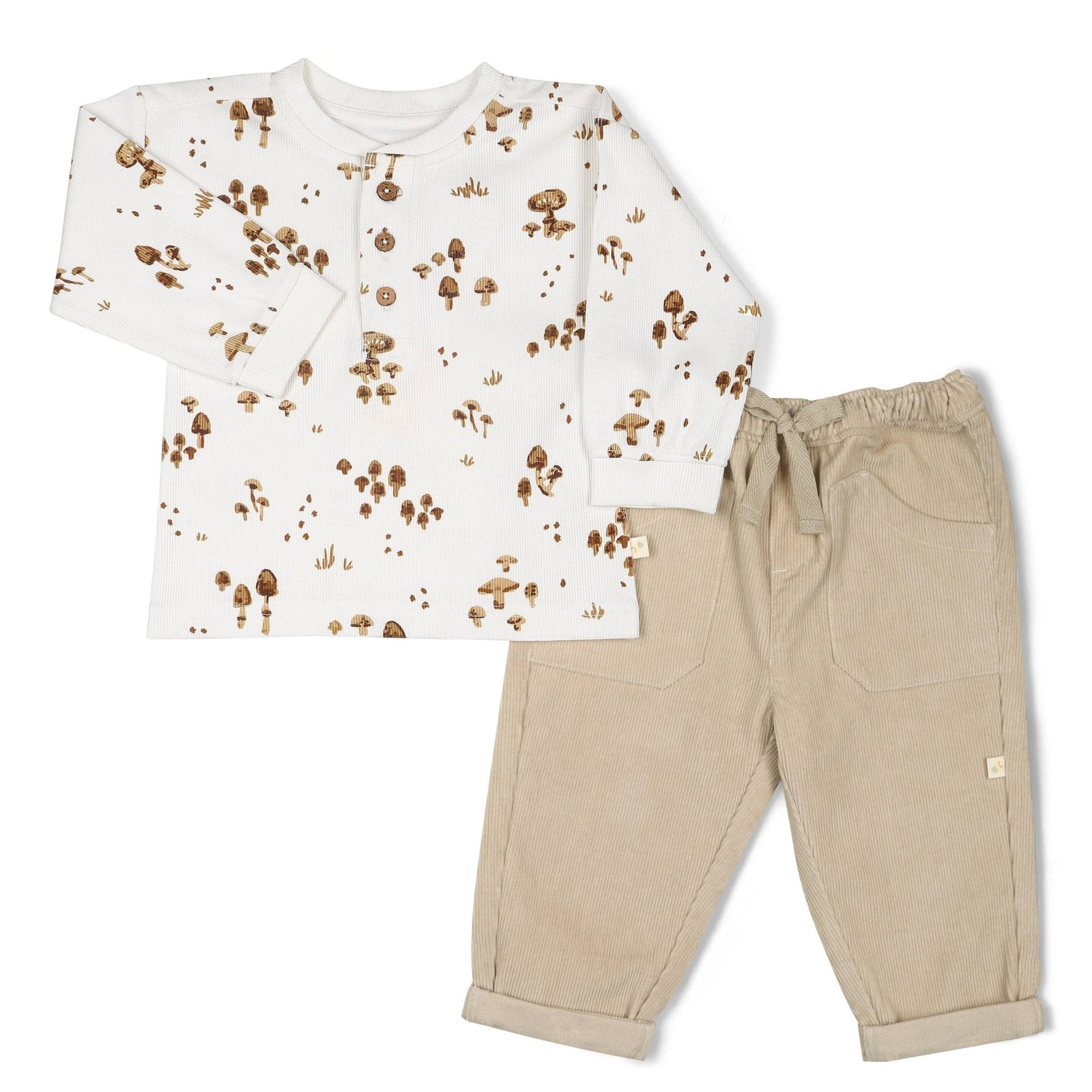 Organic Tee and Corduroy Pant Set | Oat - Echo Market