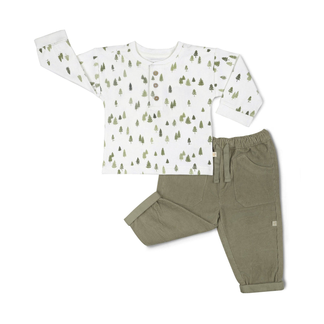 Organic Tee and Corduroy Pant Set | Olive - Echo Market