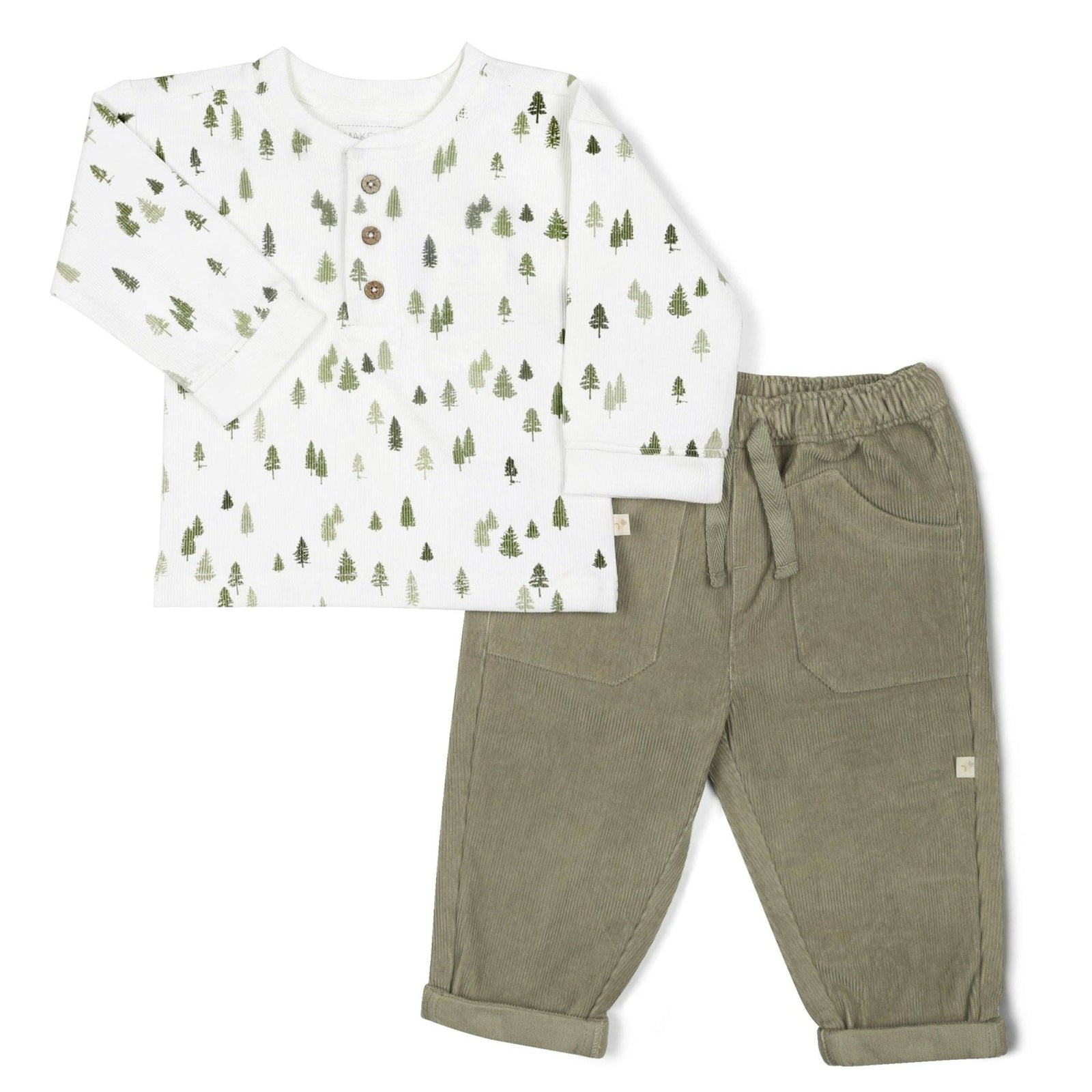 Organic Tee and Corduroy Pant Set | Olive - Echo Market