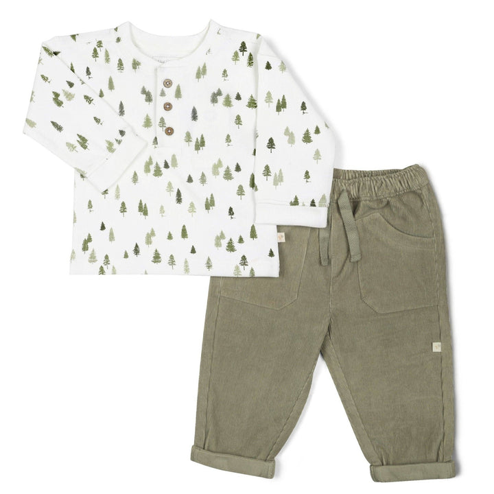 Organic Tee and Corduroy Pant Set | Olive - Echo Market