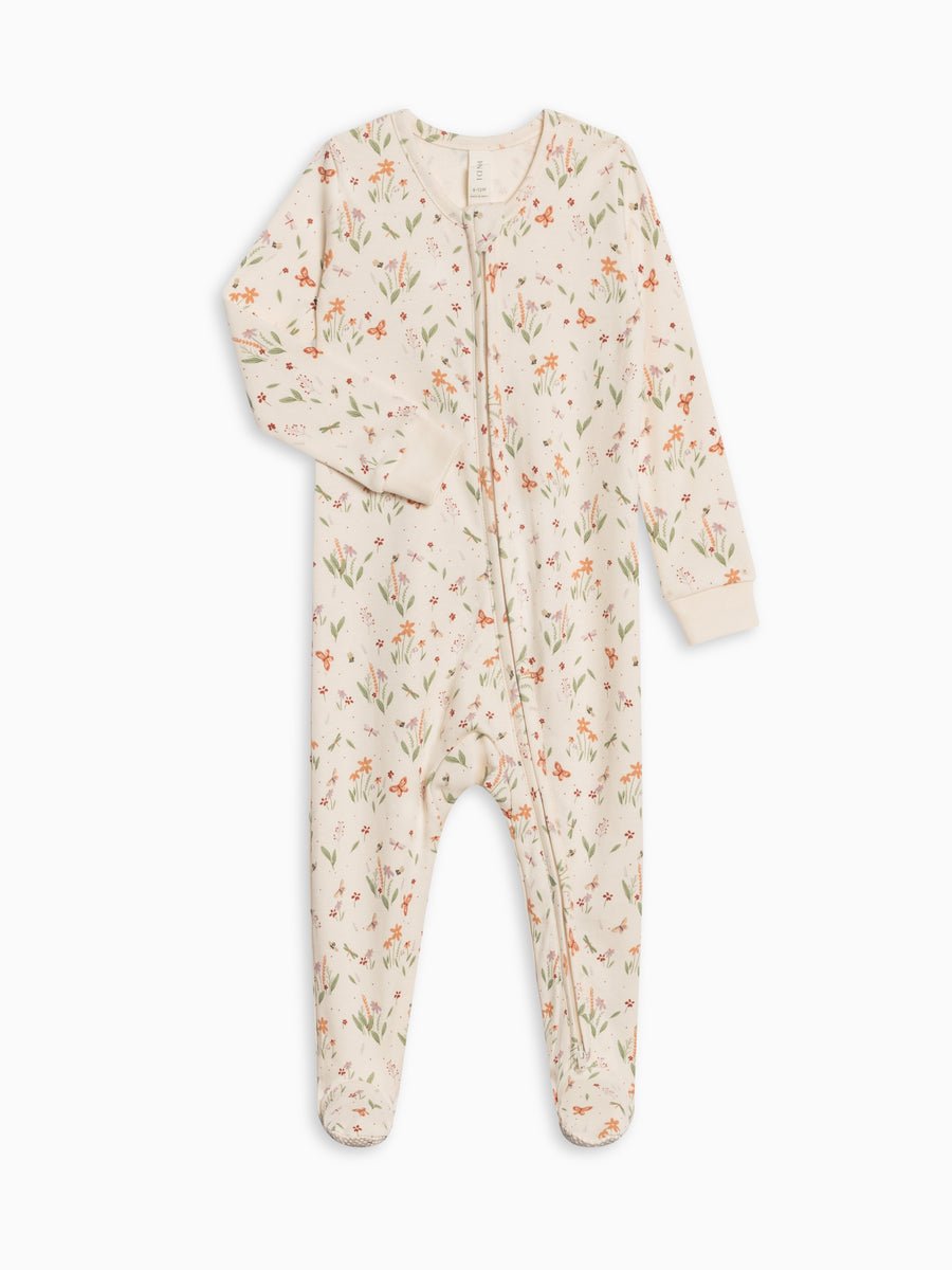 Peyton Organic Zipper Sleeper | Butterfly | Fog + Mint - Echo Market