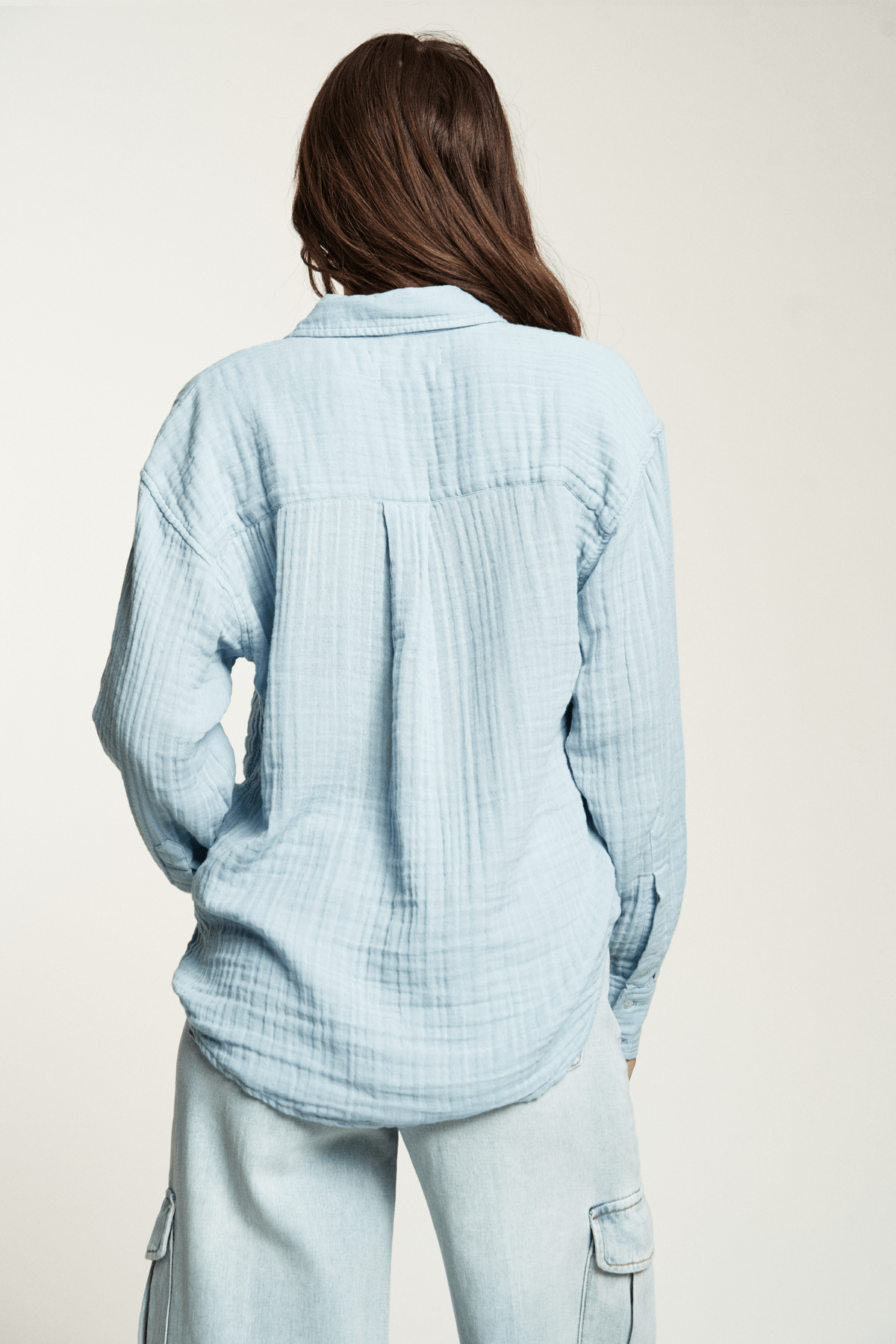 Pierre Button-Up Gauze Shirt | Blue Fog - Echo Market