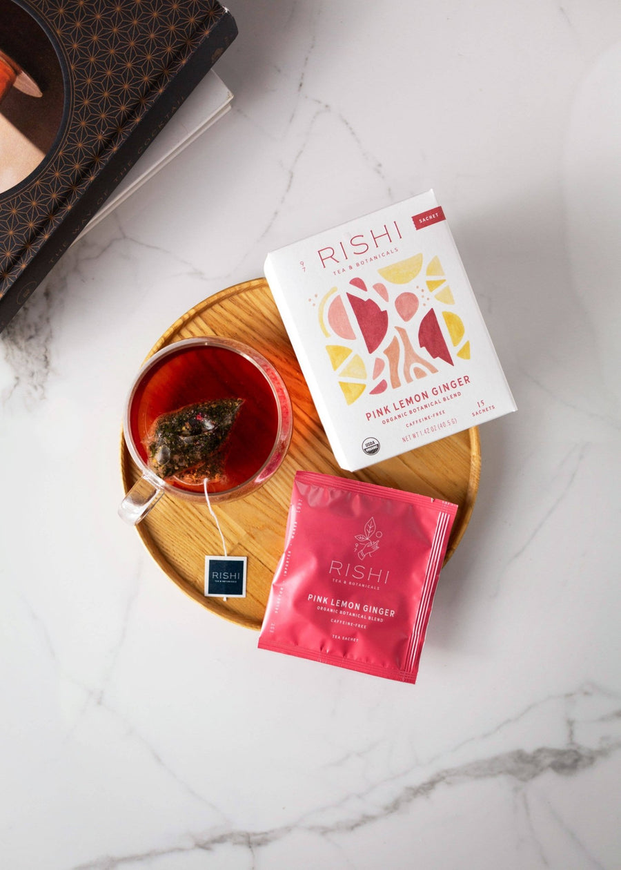 Pink Lemon Ginger Organic Herbal Tea Sachets - Echo Market