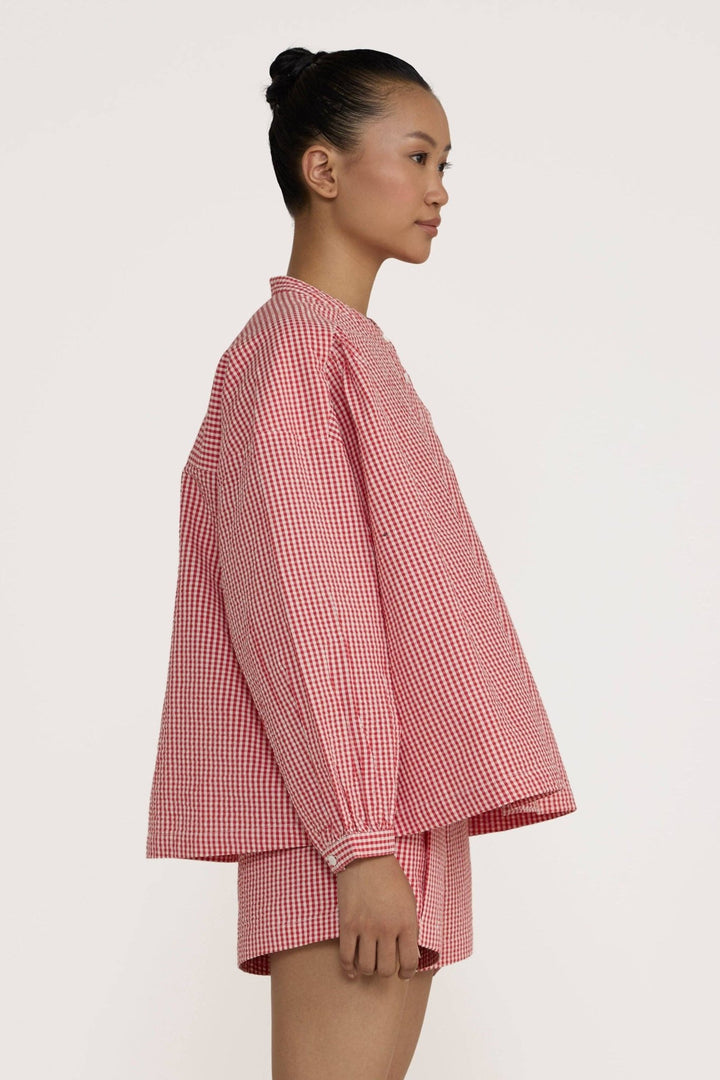 Pleated Tailored Shorts | Poppy Gingham - Echo Market