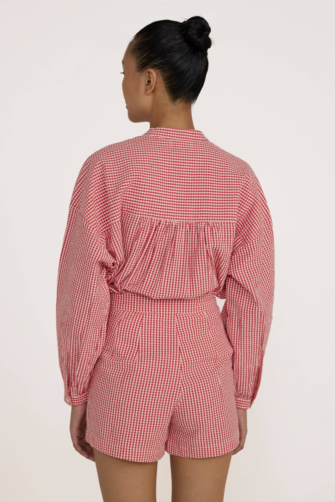 Pleated Tailored Shorts | Poppy Gingham - Echo Market