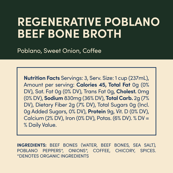 Poblano Grass - Fed Regenerative Beef Bone Broth - Echo Market