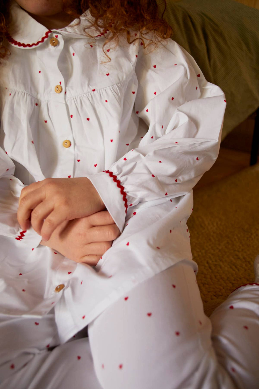 Pre - Order | Limited Edition Holiday Kids' Pajama Set | Heart Ric - Rac Trim - Echo Market