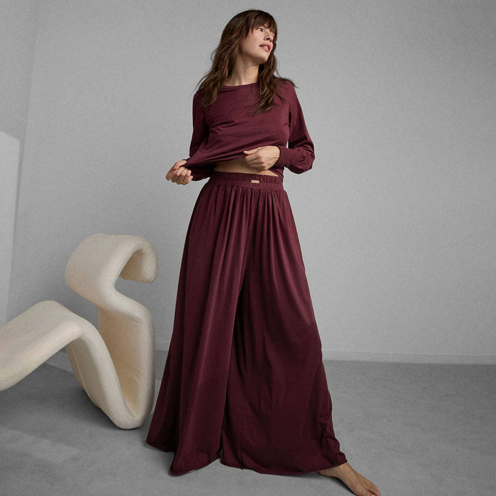 Pre - Order | Organic Pima Wide Leg Pant | Calliope Wine - Echo Market