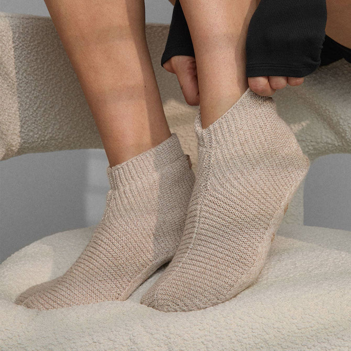 Pre - Order | Women's Cozy Cotton Silk Slipper Socks | Oat Marl - Echo Market