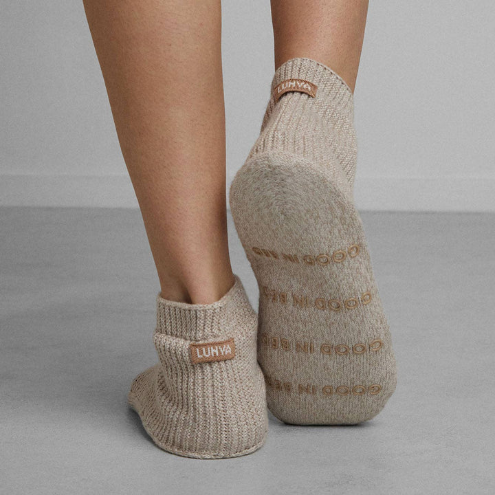 Pre - Order | Women's Cozy Cotton Silk Slipper Socks | Oat Marl - Echo Market