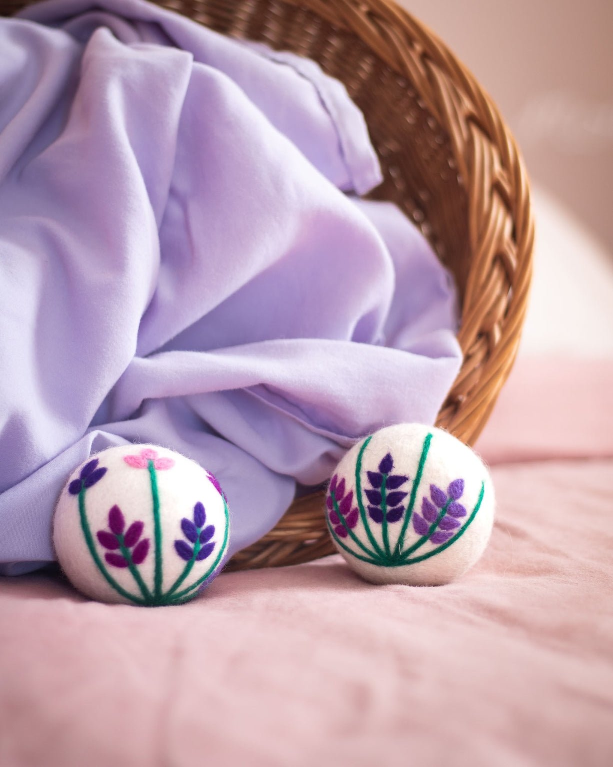 Purple Flowers Eco Wool Dryer Ball - Echo Market