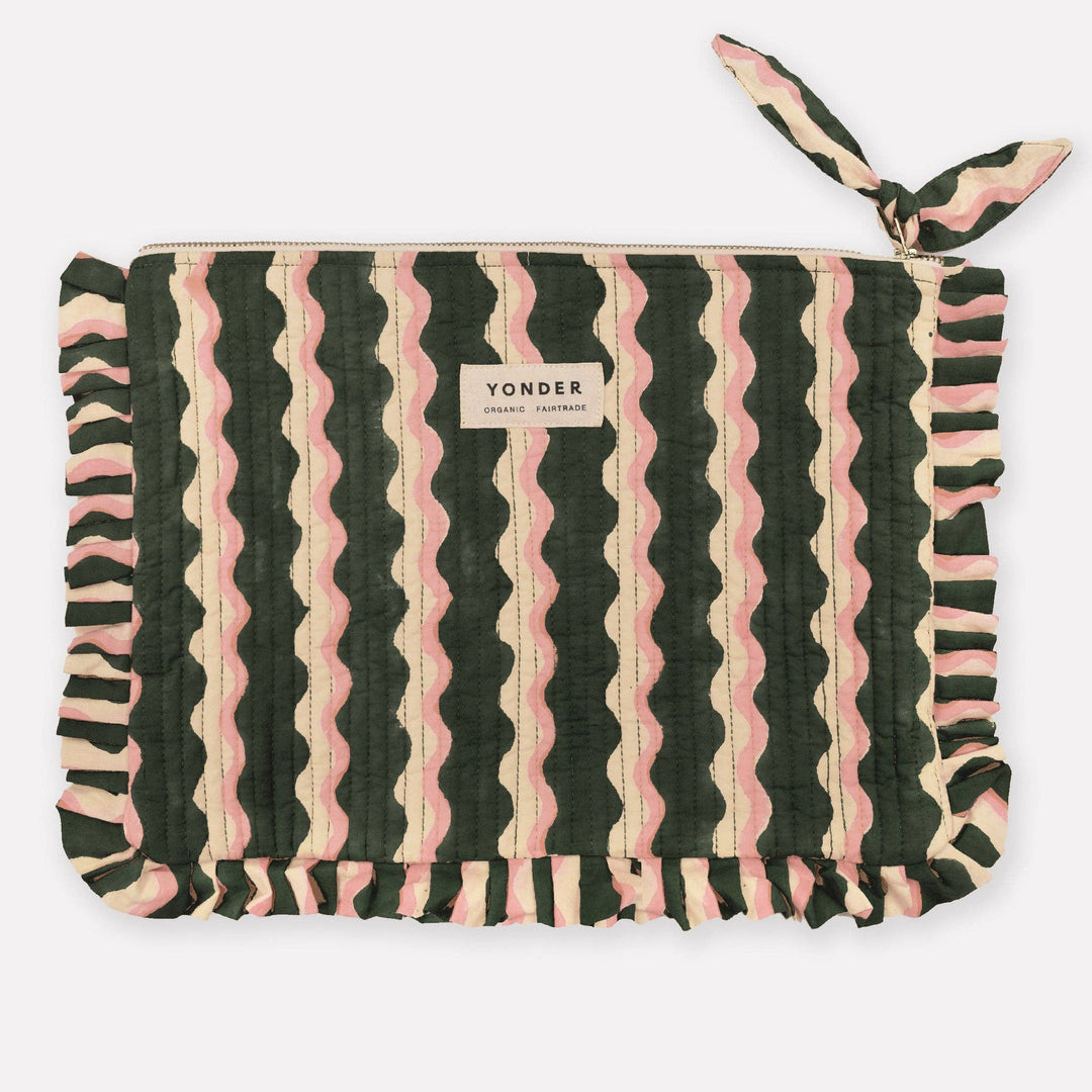Quilted Frill Pouch | Whirly | Fern - Echo Market