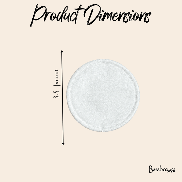 Measurement chart showing a round product with dimensions of 3.5 inches and &