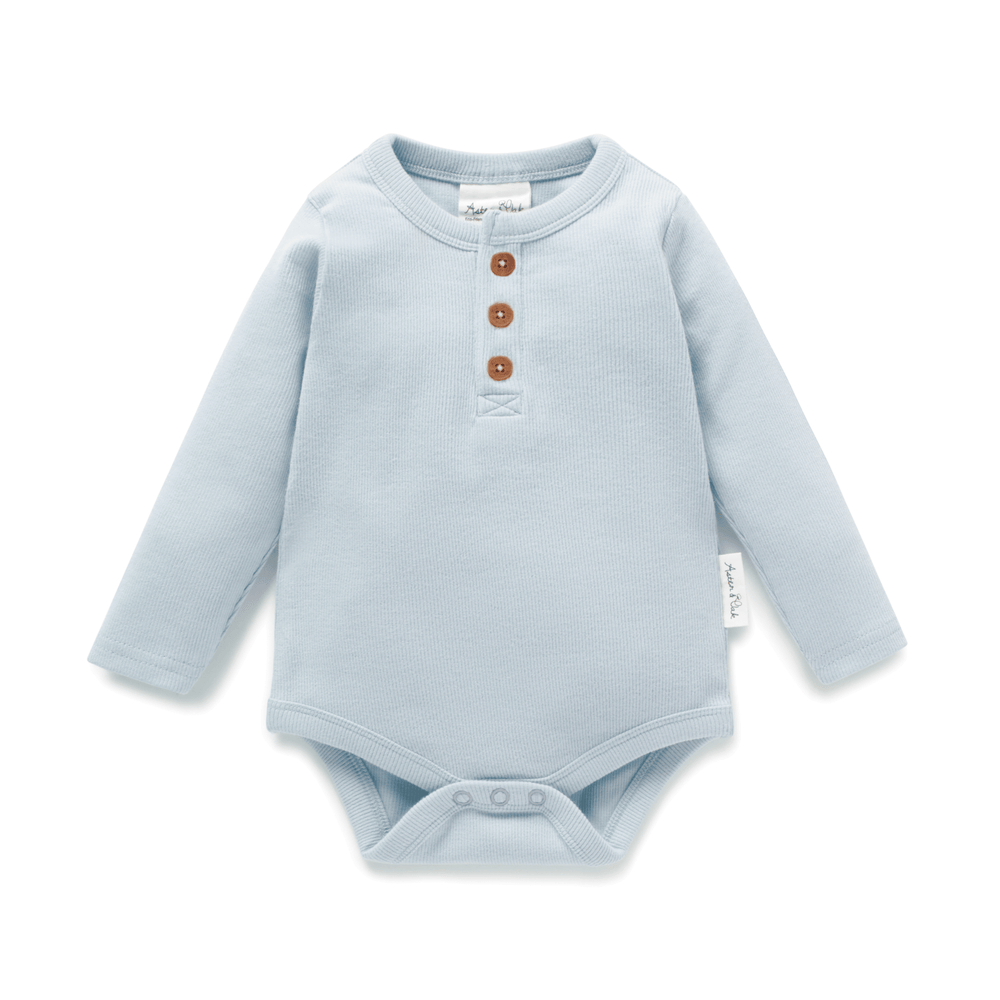 Rib Henley Onesie | Winter Sky Blue - Echo Market