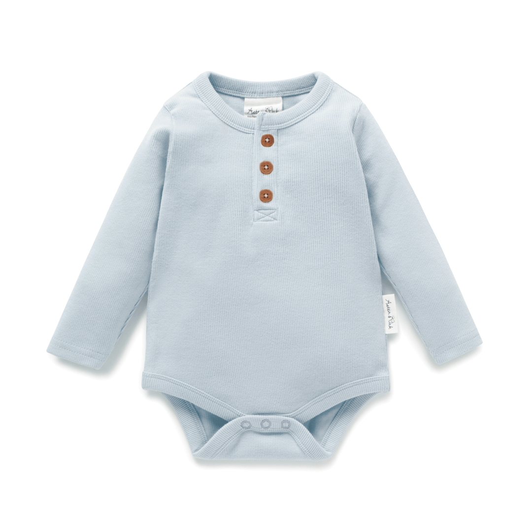 Rib Henley Onesie | Winter Sky Blue - Echo Market
