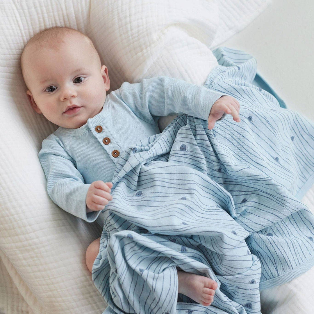 Rib Henley Onesie | Winter Sky Blue - Echo Market