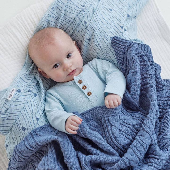 Rib Henley Onesie | Winter Sky Blue - Echo Market