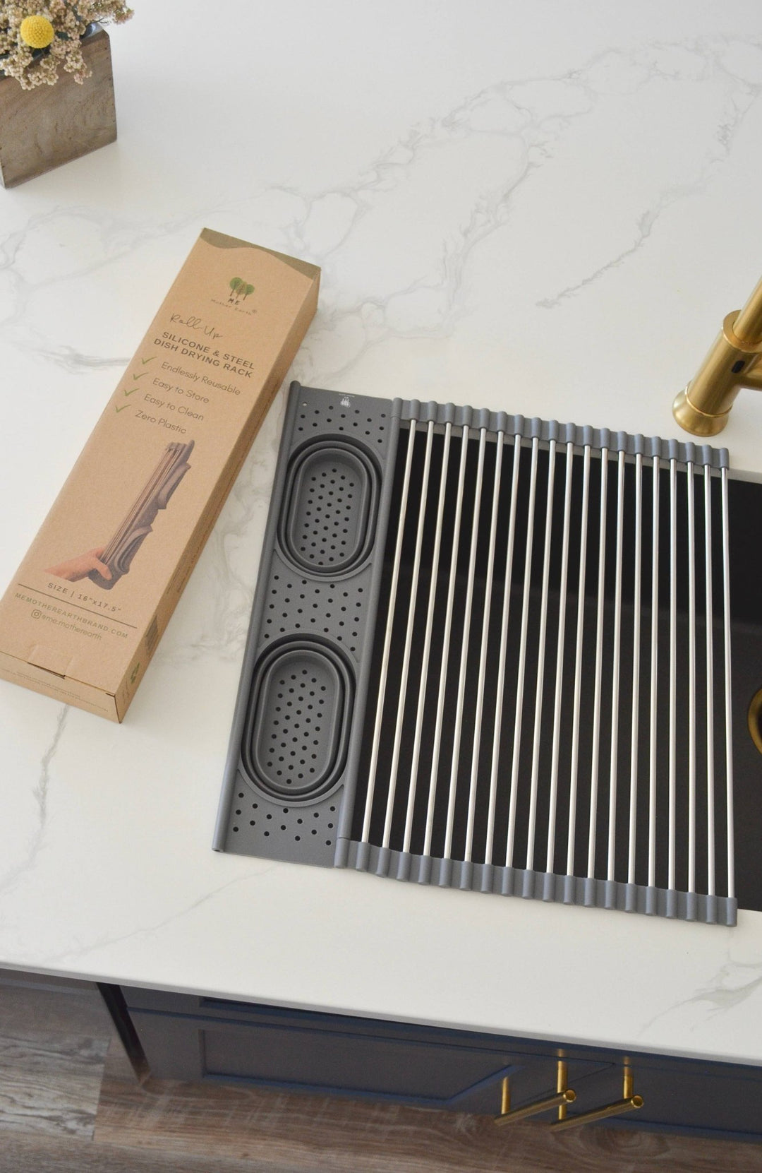 Roll up Silicone & Steel Dish Drying Rack - Echo Market