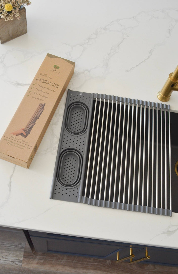 Roll up Silicone & Steel Dish Drying Rack - Echo Market