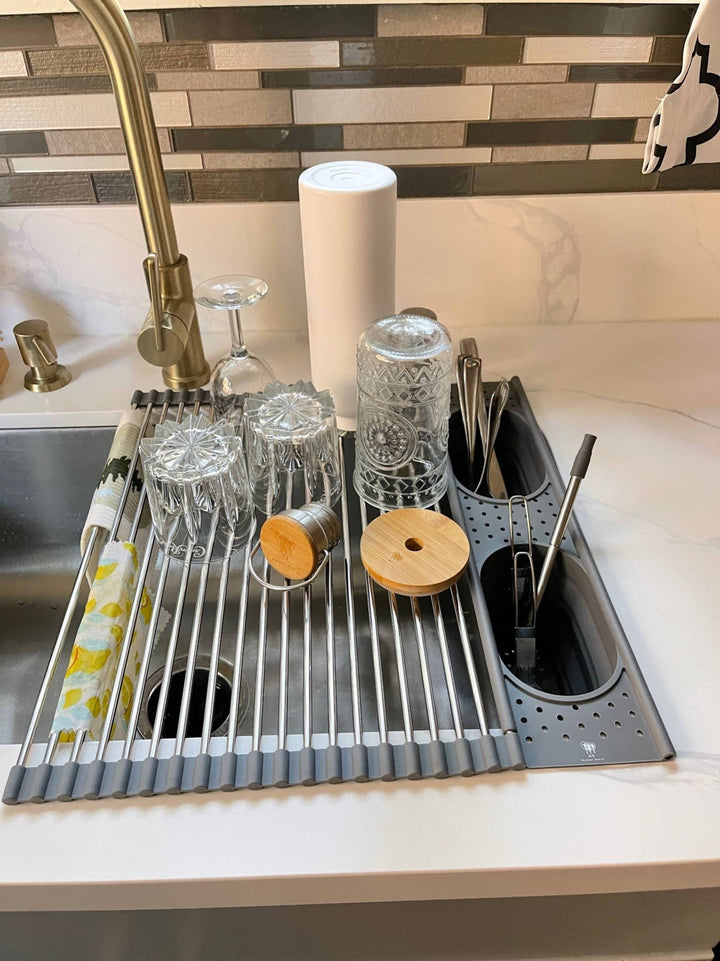 Roll up Silicone & Steel Dish Drying Rack - Echo Market