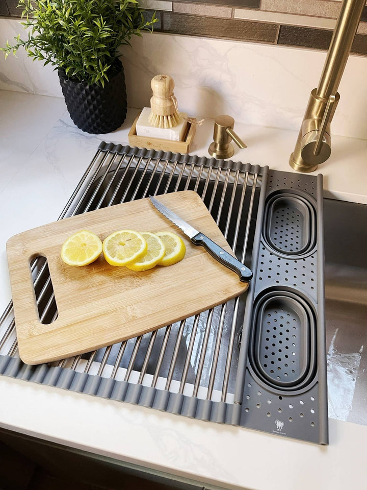 Roll up Silicone & Steel Dish Drying Rack - Echo Market