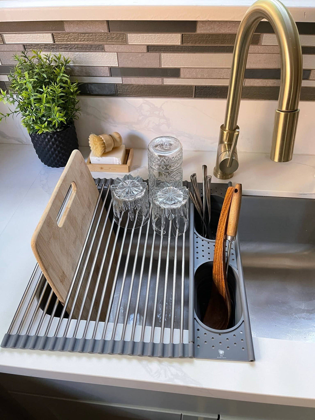 Roll up Silicone & Steel Dish Drying Rack - Echo Market