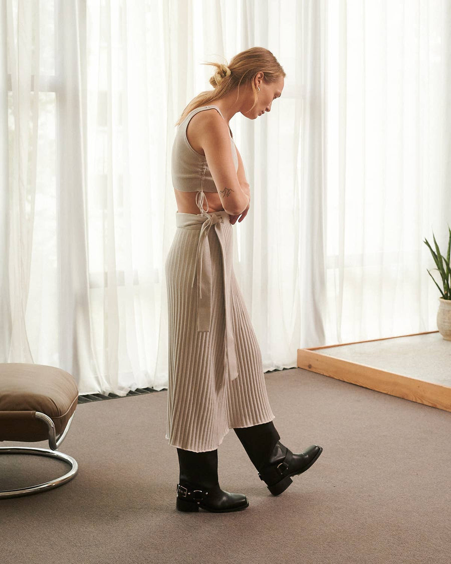 Šatrija | Silver Grey Cotton Wrap Skirt - Echo Market