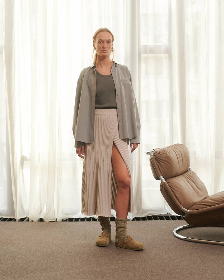 Šatrija | Silver Grey Cotton Wrap Skirt - Echo Market