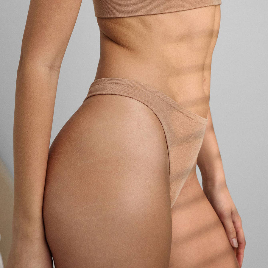 Seamless Modal High Cut Thong | Hushed Tan - Echo Market