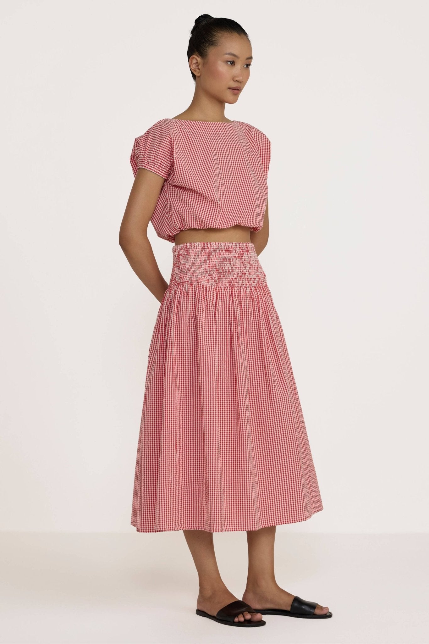 Smocked Easy Skirt | Poppy Gingham - Echo Market