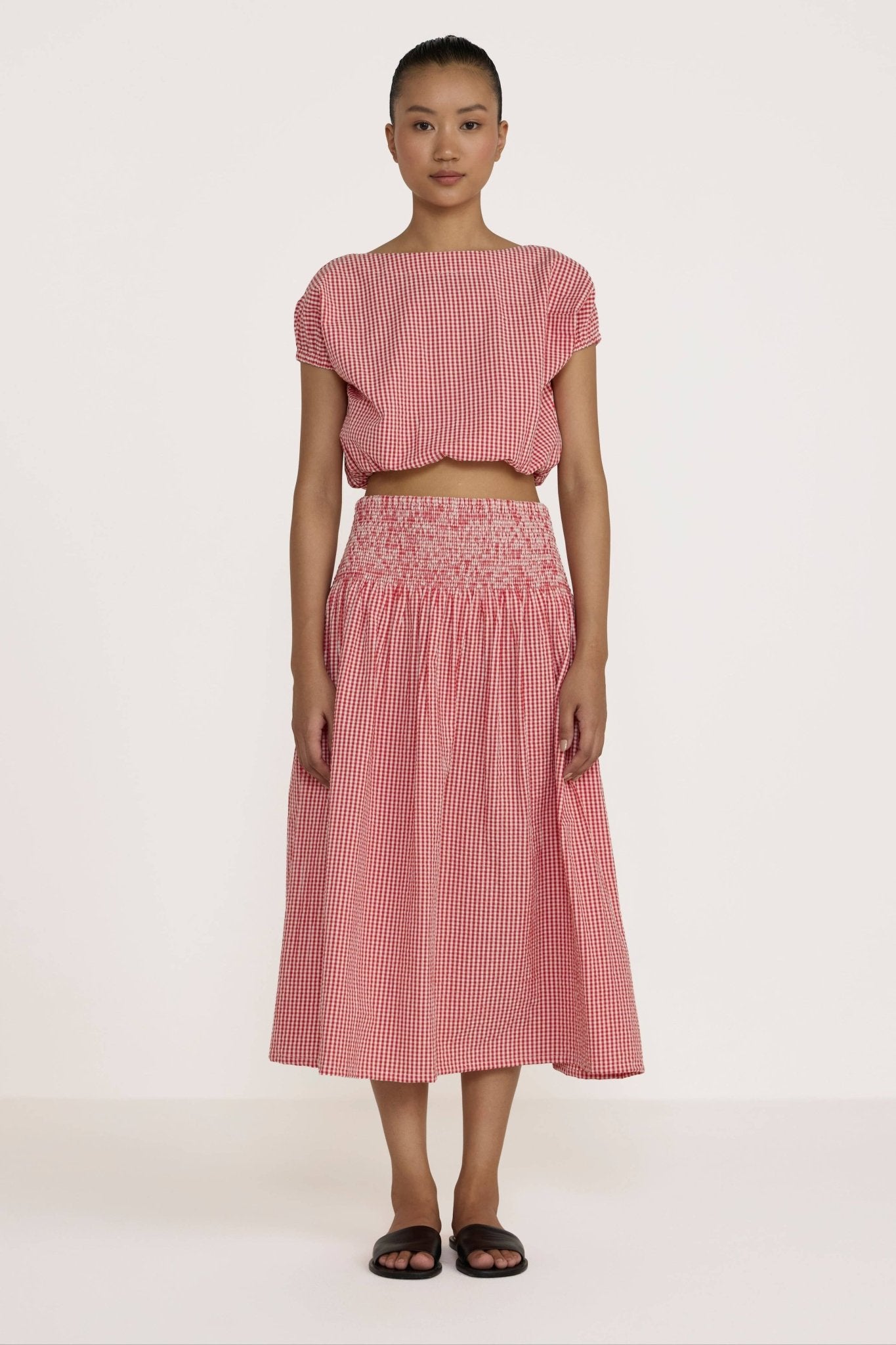 Smocked Easy Skirt | Poppy Gingham - Echo Market